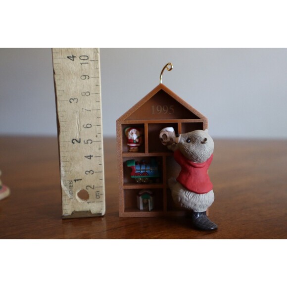 Vtg Lot Of 4 Hallmark Christmas Ornament Tin Snowman Critters Animal Forest Hedg - Picture 3 of 16